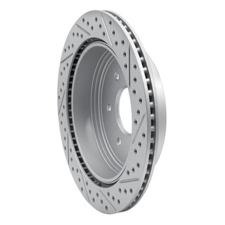 R1 17-24 Nissan Titan Rear Left Drilled & Slotted Geo-Carbon Rotor