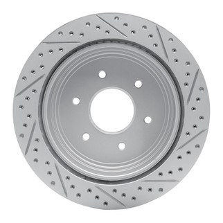 R1 17-24 Nissan Titan Rear Left Drilled & Slotted Geo-Carbon Rotor