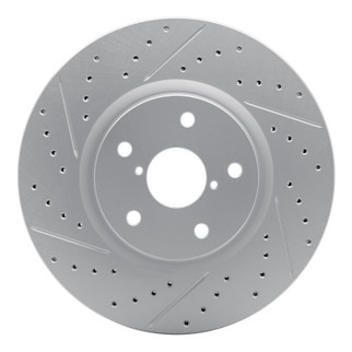 R1 06-21 Subaru WRX Front Left Drilled & Slotted Geo-Carbon Rotor