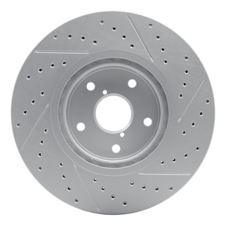 R1 06-21 Subaru WRX Front Left Drilled & Slotted Geo-Carbon Rotor