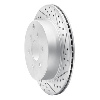 R1 05-12 Nissan Pathfinder Rear Right Drilled & Slotted Geo-Carbon Rotor