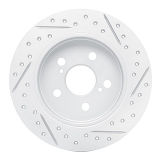 R1 09-24 Lexus CT200H Rear Left Drilled & Slotted Geo-Carbon Rotor