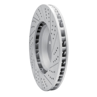 R1 03-15 Audi Q7 Left Front Drilled & Slotted Geo-Carbon Rotor