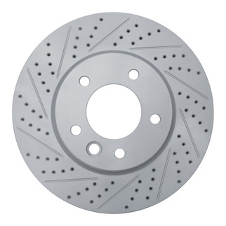 R1 03-18 Porsche Cayenne Left Front Drilled & Slotted Geo-Carbon Rotor