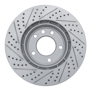 R1 03-18 Porsche Cayenne Right Front Drilled & Slotted Geo-Carbon Rotor