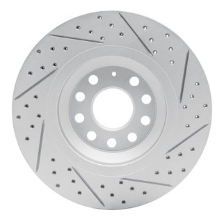 R1 06-25 Audi TT Quattro RS Rear Left Drilled & Slotted Geo-Carbon Rotor