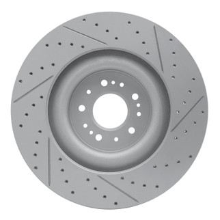 R1 17-22 Genesis G90 Front Left Drilled & Slotted Geo-Carbon Rotor