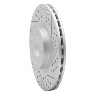 R1 12-19 Fiat 500E Front Right Drilled & Slotted Geo-Carbon Rotor