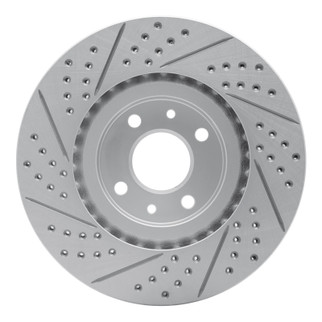 R1 12-19 Fiat 500E Front Right Drilled & Slotted Geo-Carbon Rotor