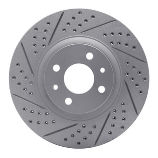 R1 12-19 Fiat 500E Front Left Drilled & Slotted Geo-Carbon Rotor