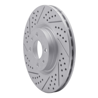 R1 12-19 Fiat 500E Front Left Drilled & Slotted Geo-Carbon Rotor