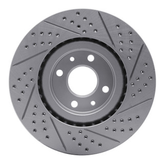 R1 12-19 Fiat 500E Front Left Drilled & Slotted Geo-Carbon Rotor