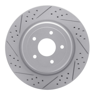 R1 06-13 Chevrolet Corvette Rear Left Drilled & Slotted Geo-Carbon Rotor