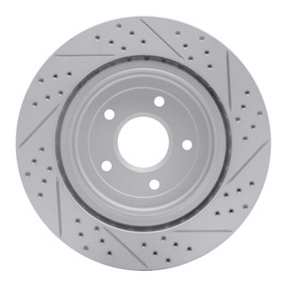 R1 06-13 Chevrolet Corvette Rear Left Drilled & Slotted Geo-Carbon Rotor