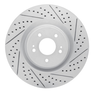 R1 08-15 Mitsubishi Lancer Front Right Drilled & Slotted Geo-Carbon Rotor