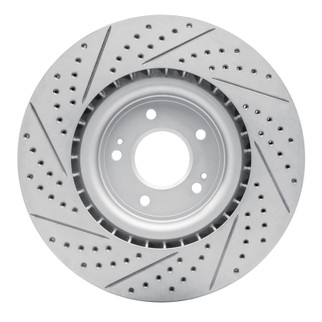 R1 08-15 Mitsubishi Lancer Front Right Drilled & Slotted Geo-Carbon Rotor