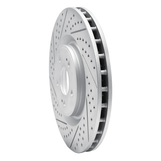 R1 08-15 Mitsubishi Lancer Front Left Drilled & Slotted Geo-Carbon Rotor