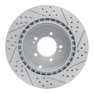 R1 08-15 Mitsubishi Lancer Rear Left Drilled & Slotted Geo-Carbon Rotor