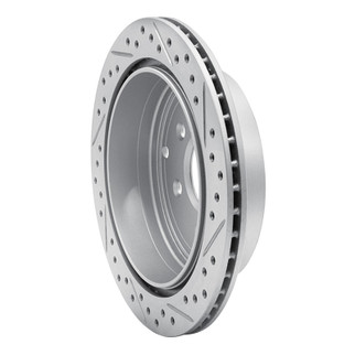R1 05-25 Nissan XTerra Rear Left Drilled & Slotted Geo-Carbon Rotor