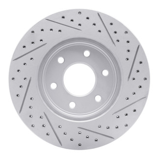 R1 05-25 Nissan Frontier Front Left Drilled & Slotted Geo-Carbon Rotor
