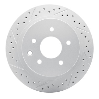 R1 02-25 Infiniti G35 Rear Left Drilled & Slotted Geo-Carbon Rotor