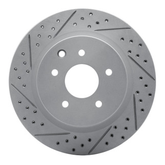 R1 05-25 Infiniti G37 Rear Left Drilled & Slotted Geo-Carbon Rotor