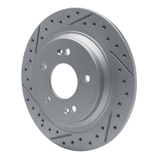 R1 18-26 Hyundai Kona Rear Left Drilled & Slotted Geo-Carbon Rotor