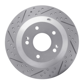 R1 14-23 Hyundai Kona Rear Right Drilled & Slotted Geo-Carbon Rotor