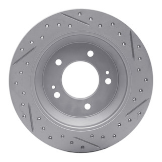 R1 14-23 Hyundai Kona Rear Left Drilled & Slotted Geo-Carbon Rotor