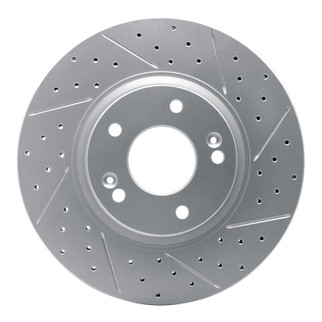 R1 10-13 Hyundai Santa Fe Front Right Drilled & Slotted Geo-Carbon Rotor