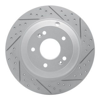 R1 10-16 Hyundai Genesis Coupe Rear Right Drilled & Slotted Geo-Carbon Rotor