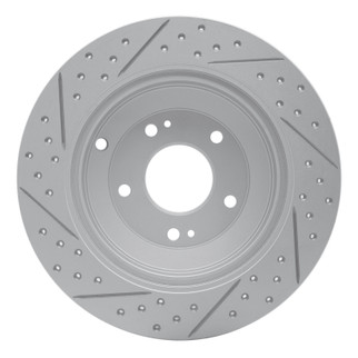 R1 10-16 Hyundai Genesis Coupe Rear Right Drilled & Slotted Geo-Carbon Rotor