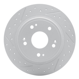 R1 05-22 Acura TSX Rear Left Drilled & Slotted Geo-Carbon Rotor