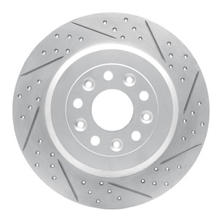 R1 05-19 Ford Taurus X Rear Right Drilled & Slotted Geo-Carbon Rotor
