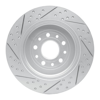 R1 05-19 Ford Taurus X Rear Right Drilled & Slotted Geo-Carbon Rotor