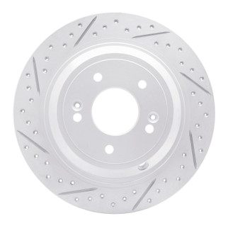 R1 09-20 Genesis G80 Rear Left Drilled & Slotted Geo-Carbon Rotor