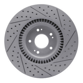R1 11-17 Genesis G80 Front Left Drilled & Slotted Geo-Carbon Rotor