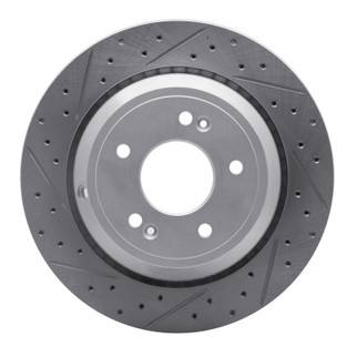 R1 11-17 Hyundai Equus Rear Left Drilled & Slotted Geo-Carbon Rotor