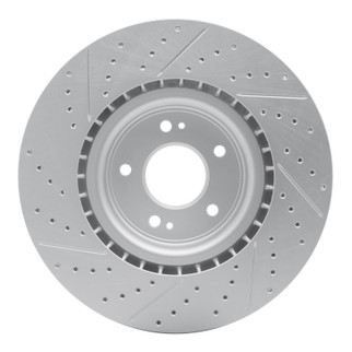 R1 10-16 Hyundai Genesis Coupe Front Right Drilled & Slotted Geo-Carbon Rotor