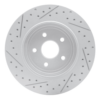 R1 06-10 Jeep Grand Cherokee Rear Right Drilled & Slotted Geo-Carbon Rotor