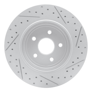 R1 06-10 Jeep Grand Cherokee Rear Left Drilled & Slotted Geo-Carbon Rotor