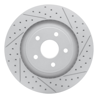 R1 06-10 Jeep Grand Cherokee Front Right Drilled & Slotted Geo-Carbon Rotor