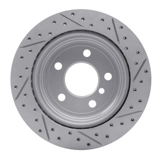 R1 06-20 BMW 330i GT xDrive Rear Right Drilled & Slotted Geo-Carbon Rotor