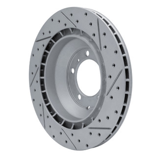 R1 19-26 Audi E-Tron Gt Rear Left Drilled & Slotted Geo-Carbon Rotor