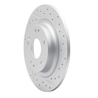R1 17-20 Honda Civic Sedan Rear Right Drilled & Slotted Geo-Carbon Rotor