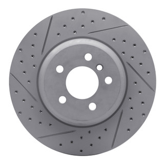 R1 11-19 BMW ActiveHybrid 5 Front Left Drilled & Slotted Geo-Carbon Rotor