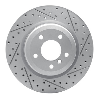 R1 06-15 BMW 330i Rear Right Drilled & Slotted Geo-Carbon Rotor