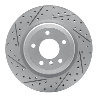 R1 06-15 BMW 330xi Rear Left Drilled & Slotted Geo-Carbon Rotor