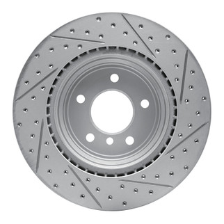 R1 06-15 BMW 330xi Rear Left Drilled & Slotted Geo-Carbon Rotor