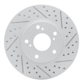 R1 16-26 Honda Civic Coupe Front Right Drilled & Slotted Geo-Carbon Rotor